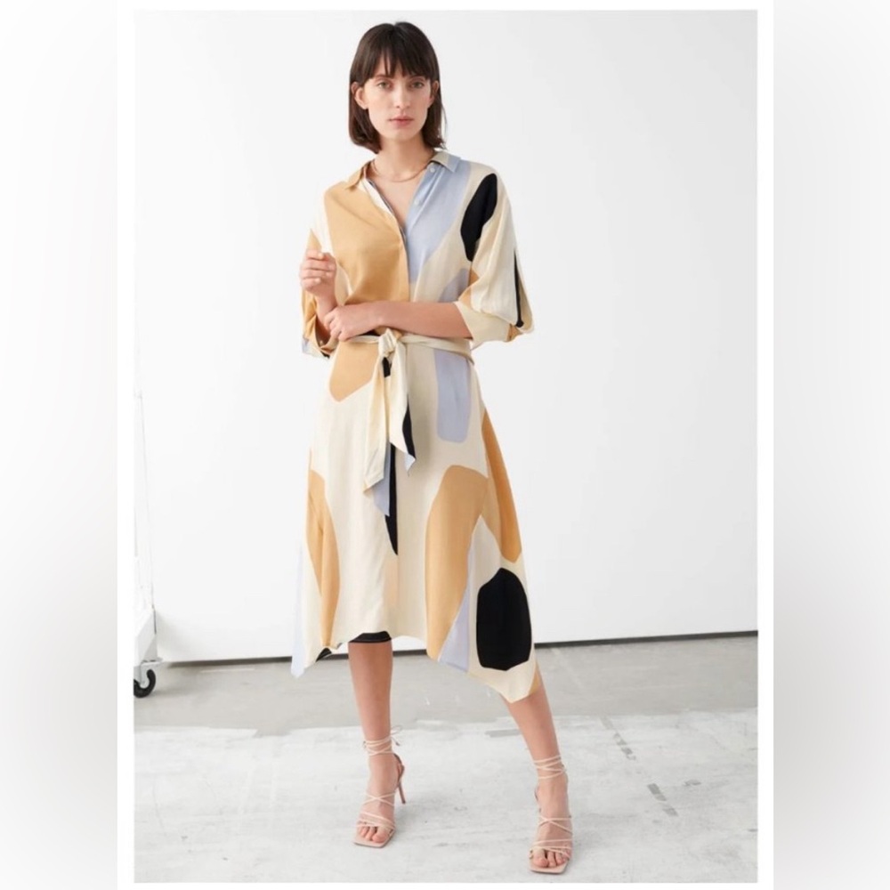 & Other Stories Printed Knot Belted Midi Dress